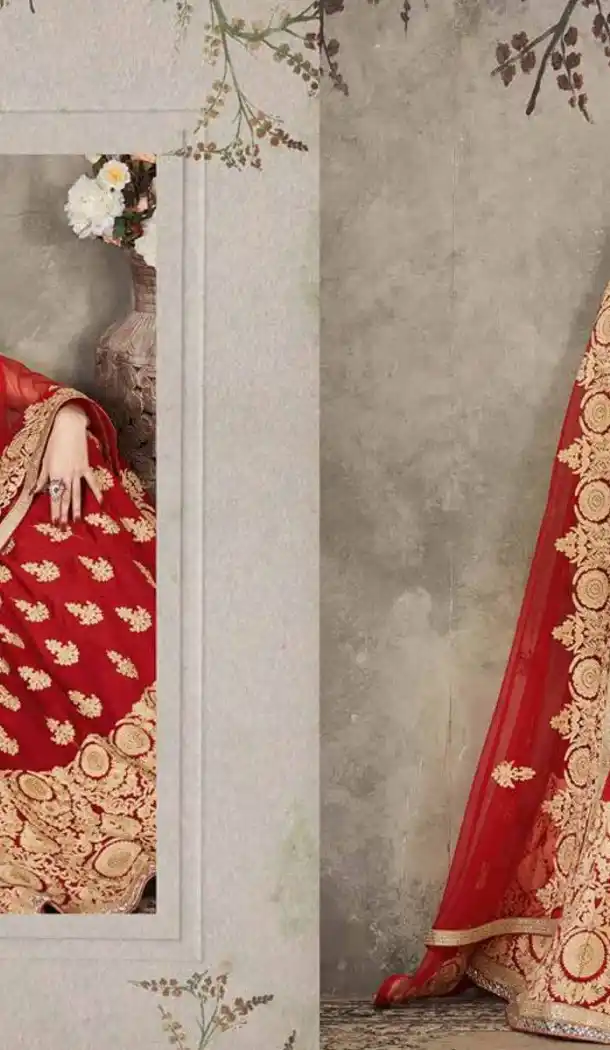 Pure Silk Red Color Sangeet Mehndi Wear Lehenga Choli | FH521879143