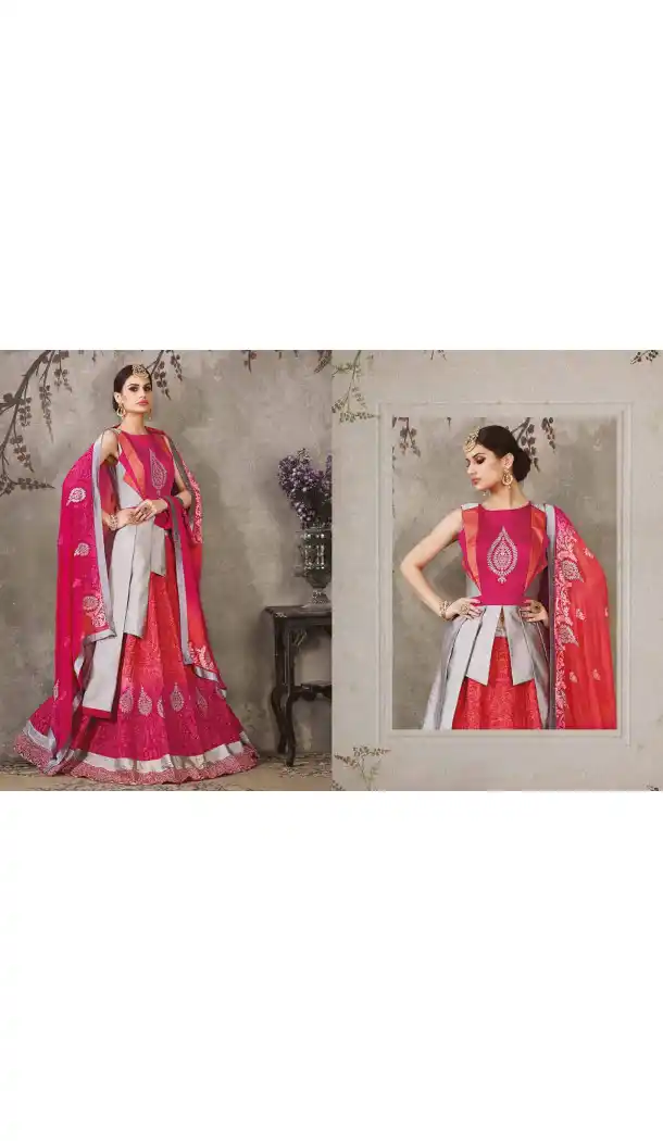Georgette Deep Pink Color Sangeet Mehndi Wear Lehenga Choli | FH521879148