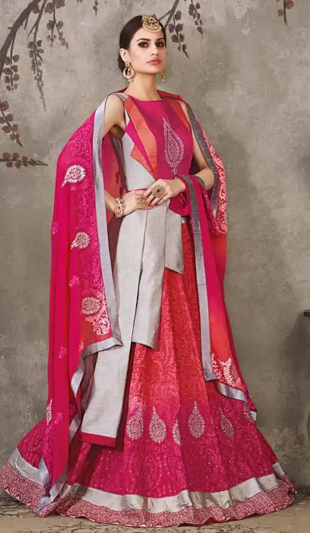 Georgette Deep Pink Color Sangeet Mehndi Wear Lehenga Choli | FH521879148