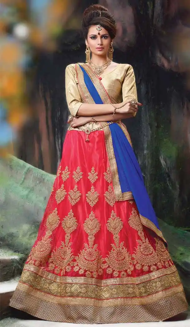 Deep Pink Color Net Embroidered Traditional Wear Lehenga Choli | FH523879329