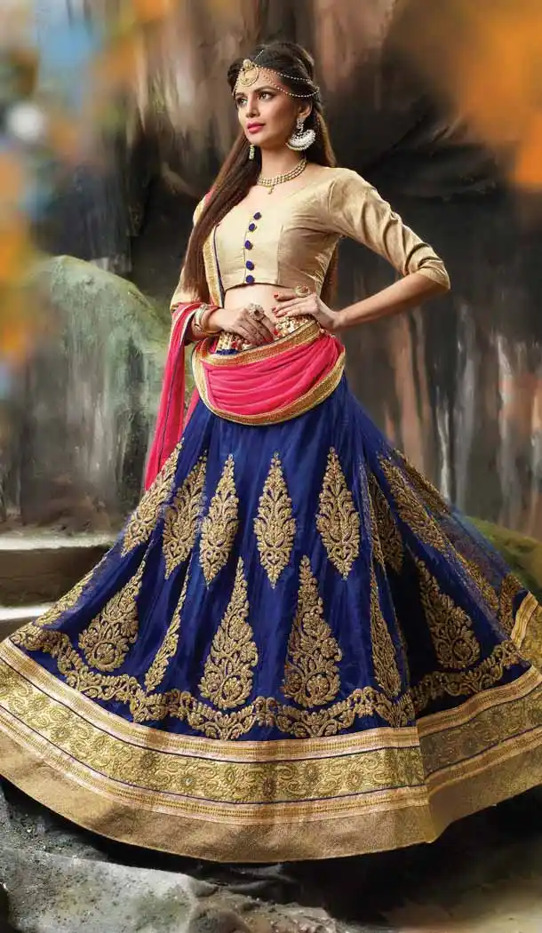 Orange Color Net Embroidered Traditional Wear Lehenga Choli | FH523879334