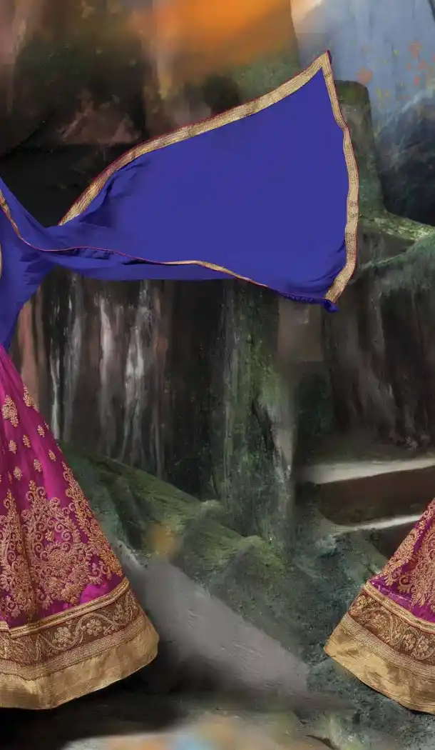 Fuchsia Color Net Embroidered Traditional Wear Lehenga Choli | FH523879335