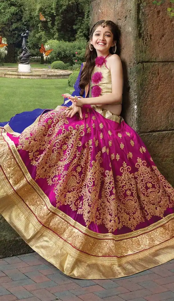 Pink Color Net Kids Girl's Lehenga Cholis | FH523979345