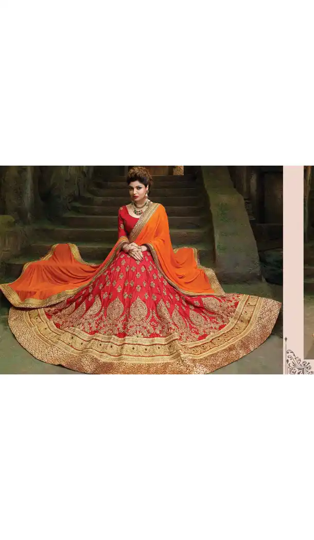 Crimson Color Silk A Line Style Traditional Lehenga Choli | FH524079354