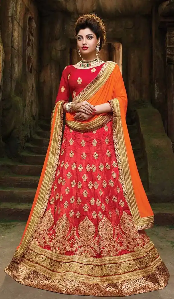 Crimson Color Silk A Line Style Traditional Lehenga Choli | FH524079354