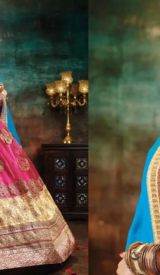 Deep Pink Color Net Circular Style Crystals Stones Traditional Lehenga Choli FH524279375
