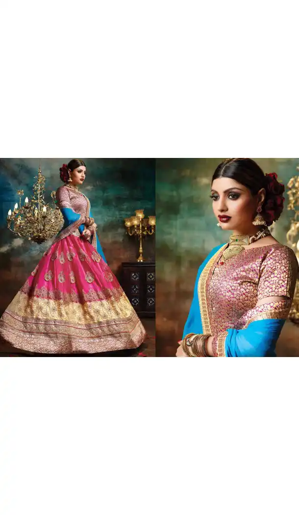 Deep Pink Color Net Circular Style Crystals Stones Traditional Lehenga Choli FH524279375
