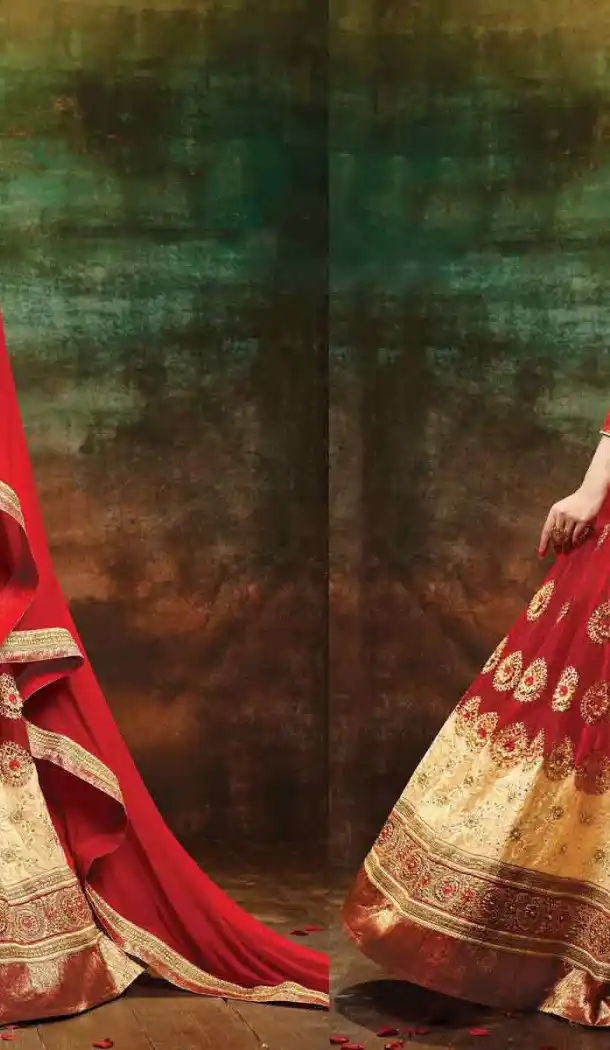 Crimson Color Net Circular Style Crystals Stones Traditional Lehenga Choli FH524279376