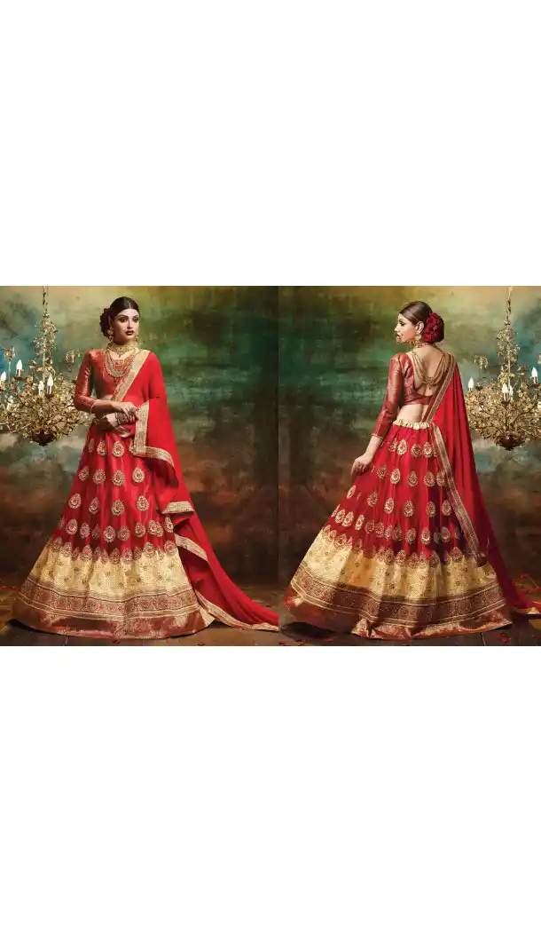 Crimson Color Net Circular Style Crystals Stones Traditional Lehenga Choli FH524279376