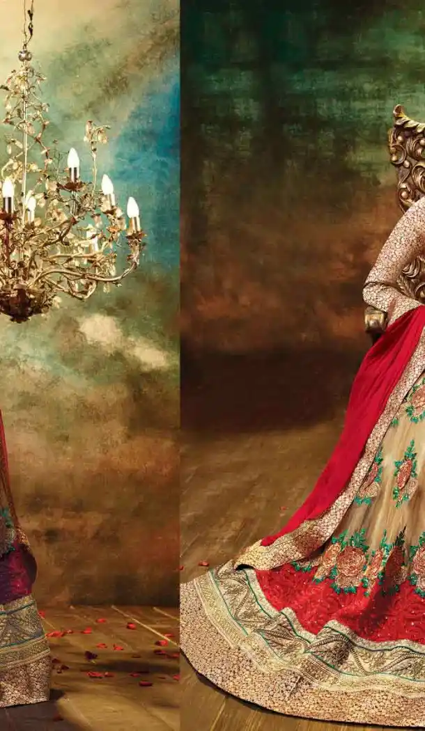Beige Color Net Circular Style Crystals Stones Traditional Lehenga Choli FH524279380