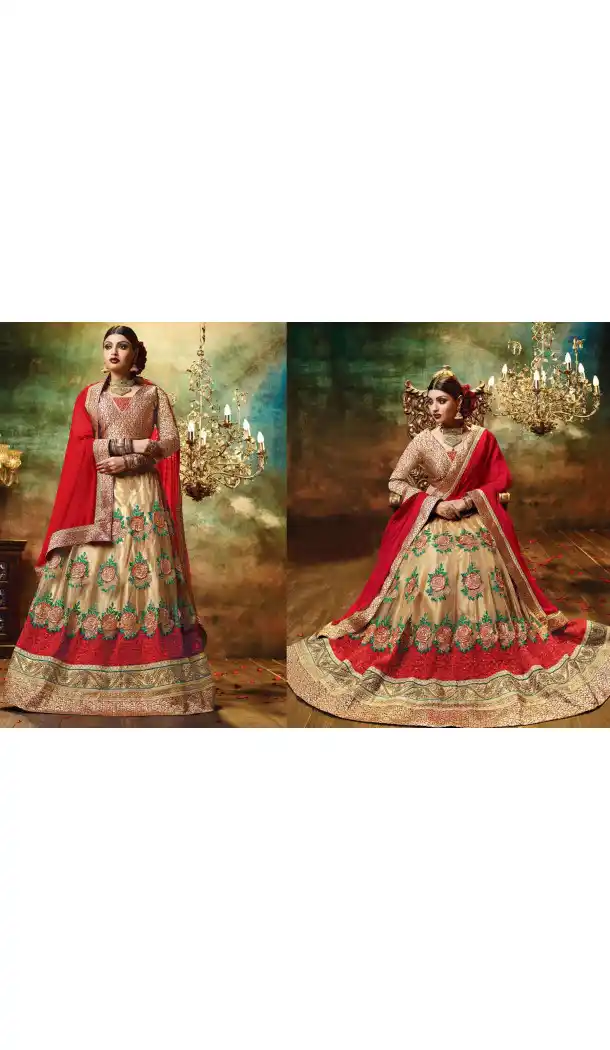 Beige Color Net Circular Style Crystals Stones Traditional Lehenga Choli FH524279380