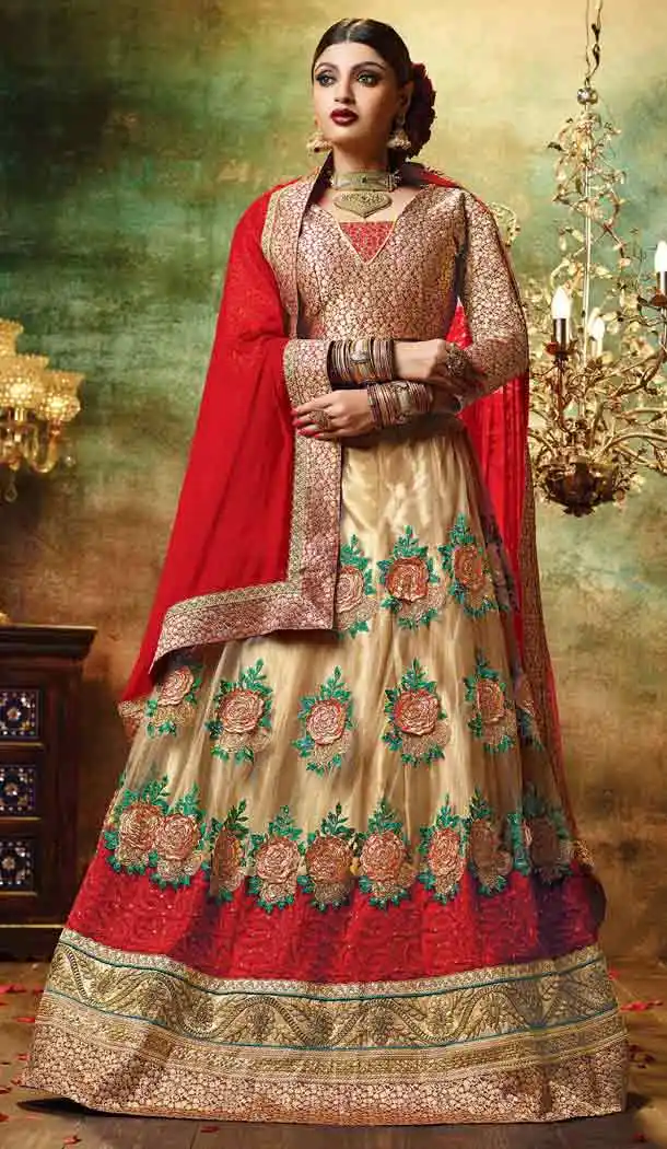 Beige Color Net Circular Style Crystals Stones Traditional Lehenga Choli FH524279380
