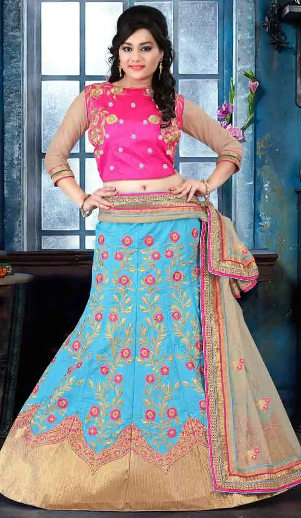 Blue Color Silk Circular Style Designer Lehenga Choli | FH525679534
