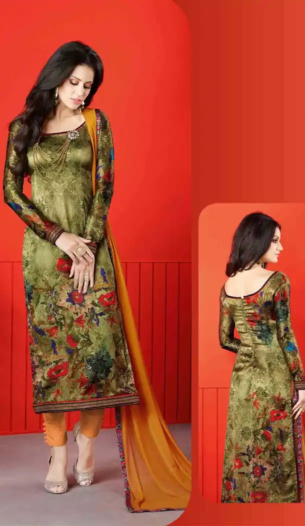 Yellow Color Satin Digital Printed Salwar Kameez | FH526080237
