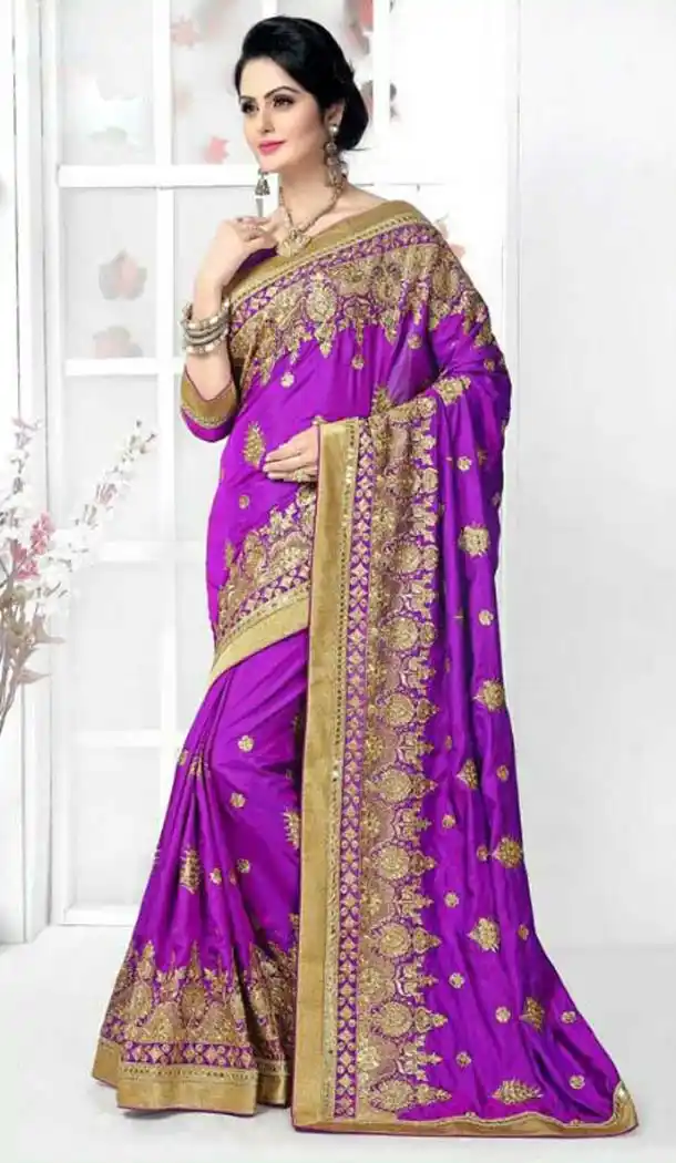 Georgette Fabric Party Wear Saree in Purple Color | FH526279576