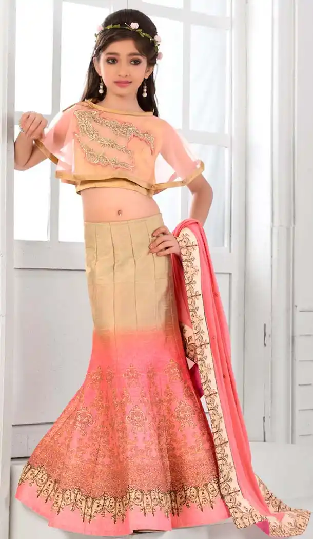 Beige Color Silk Mermaid Cut Style Designer Girls Lehenga Choli | FH526880248