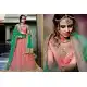 Salmon Color Net Circular Style Bridal Designer Lehenga Choli | FH529079972