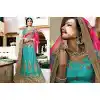 Turquoise Color Net Circular Style Bridal Designer Lehenga Choli | FH529079974