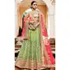 Parrot Green Color Net Circular Style Bridal Designer Lehenga Choli | FH529079981