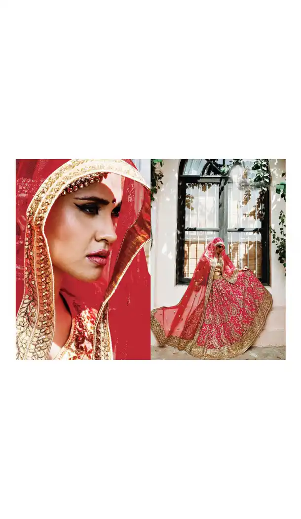 Deep Pink Color Net Circular Style Bridal Designer Lehenga Choli | FH529079982