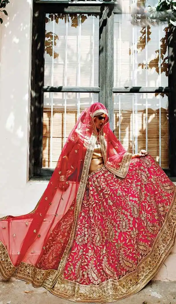 Deep Pink Color Net Circular Style Bridal Designer Lehenga Choli | FH529079982