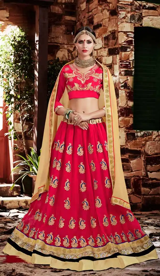 Deep Pink Color Georgette Circular Style Occasional Wear Lehenga Choli | FH529780047