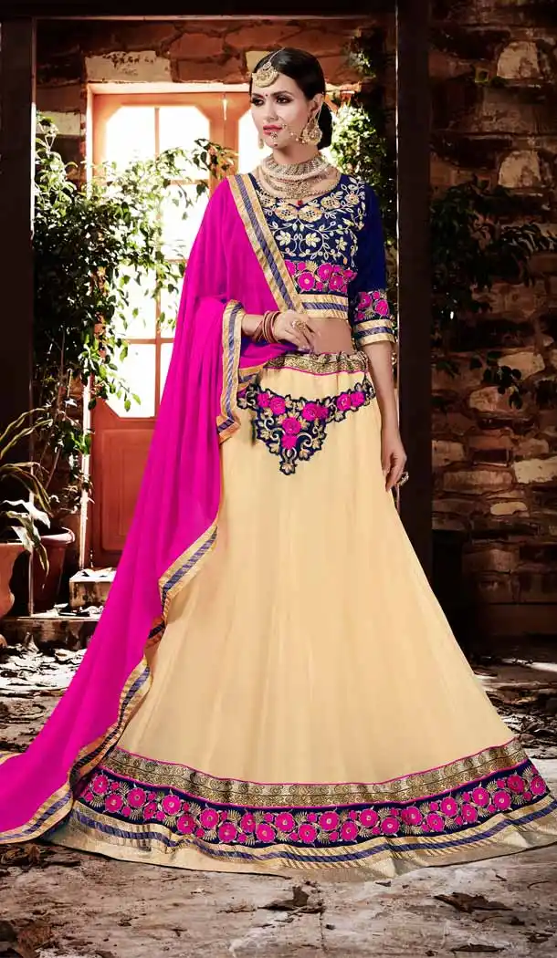 Beige Color Georgette Circular Style Occasional Wear Lehenga Choli | FH529780048