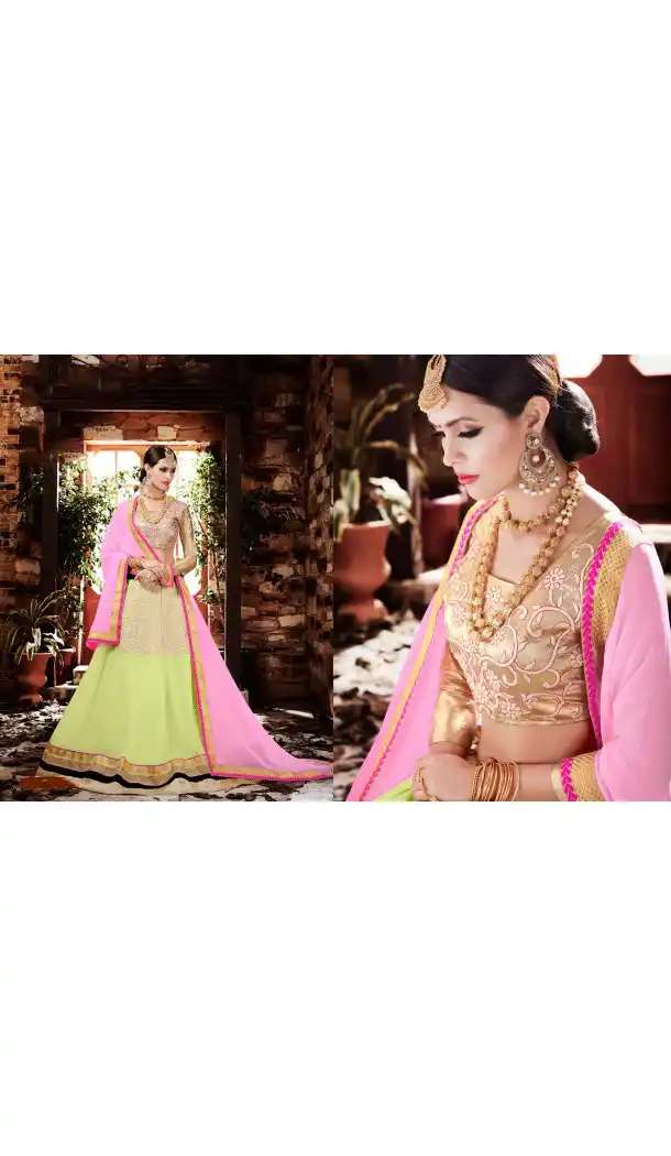 Mint Green Color Georgette Circular Style Occasional Wear Lehenga Choli | FH529780051