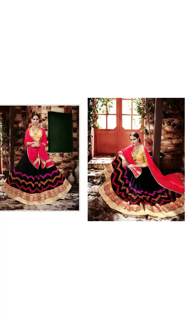 Black Color Georgette Circular Style Occasional Wear Lehenga Choli | FH529780052