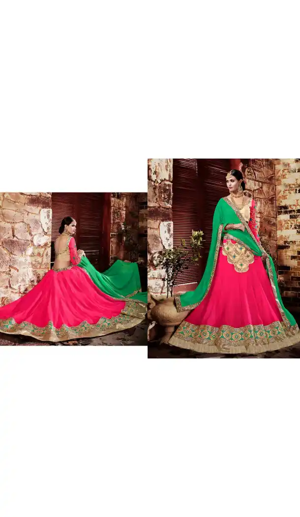 Deep Pink Color Georgette Circular Style Occasional Wear Lehenga Choli | FH529780053