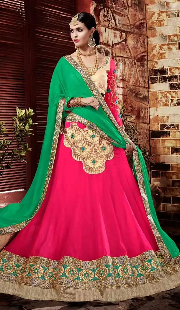 Deep Pink Color Georgette Circular Style Occasional Wear Lehenga Choli | FH529780053
