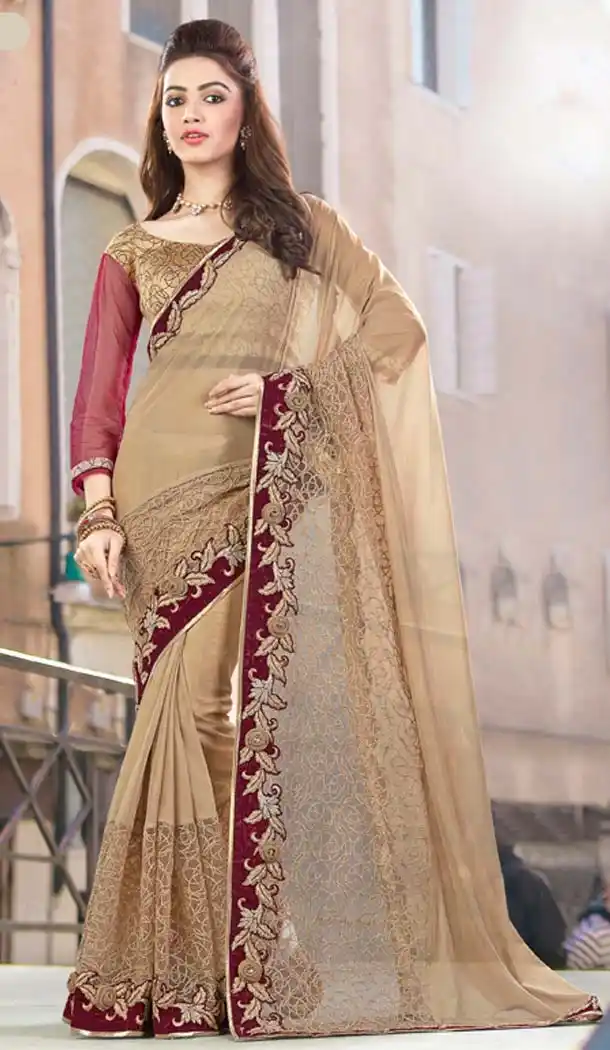 Beige Color Georgette Party Wear Saris Blouse | FH529980069