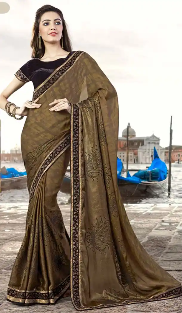 Brown Color Georgette Party Wear Saris Blouse | FH529980070
