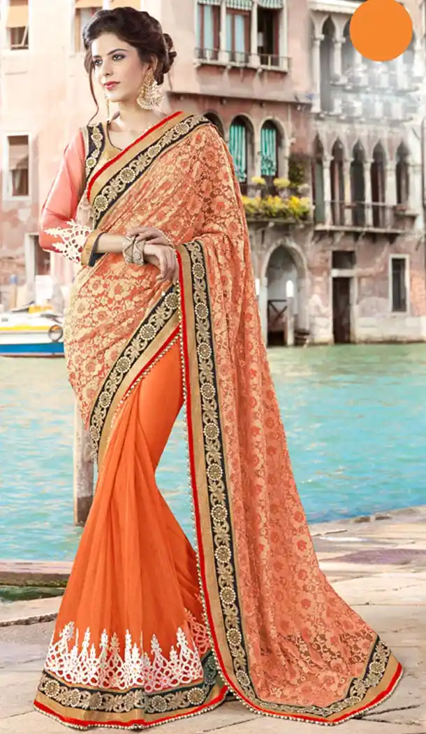 Orange Color Georgette Party Wear Saris Blouse | FH529980071