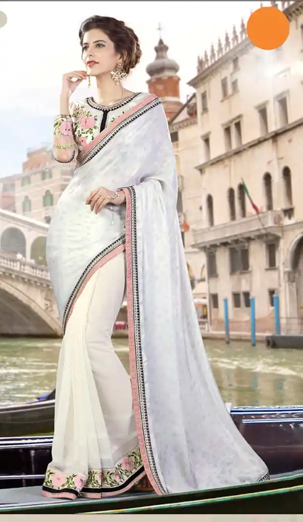 White Color Georgette Party Wear Saris Blouse | FH529980076