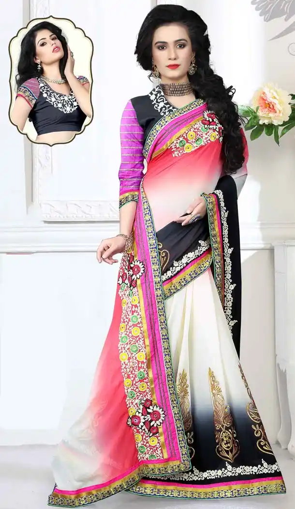 White Color Georgette Casual Wear Saris Blouse | FH530680161