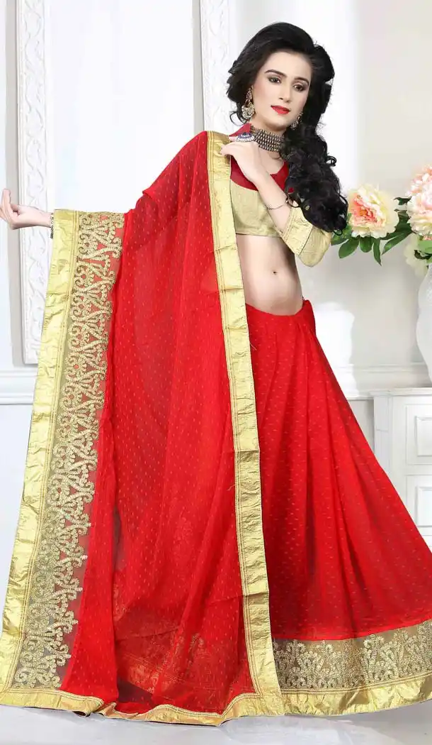 Red Color Georgette Casual Wear Saris Blouse | FH530680162
