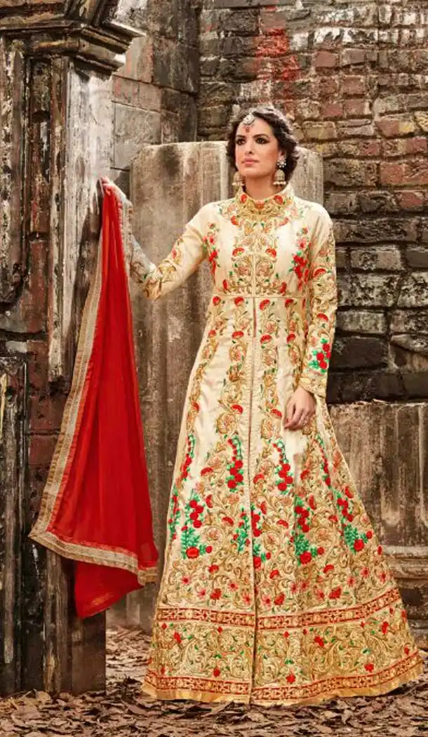 Pakistani Designer Wear Suit in Pure Silk Fabric and Beige Color | FH532080395
