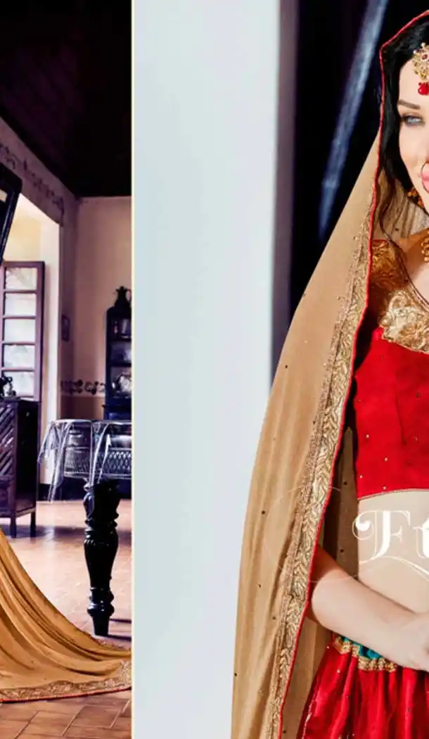 Embroidery Traditional Wear Lehenga Choli in Net and Red Color | FH531780367