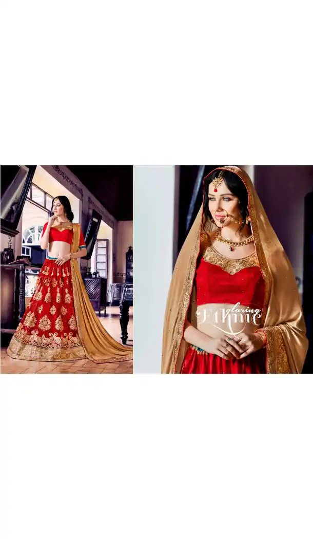 Embroidery Traditional Wear Lehenga Choli in Net and Red Color | FH531780367