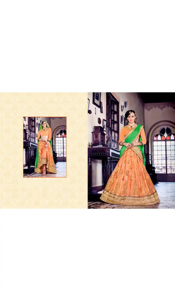 Embroidery Traditional Wear Lehenga Choli in Net and Orange Color | FH531780369