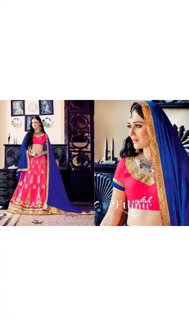 Embroidery Traditional Wear Lehenga Choli in Net and Deep Pink Color | FH531780370