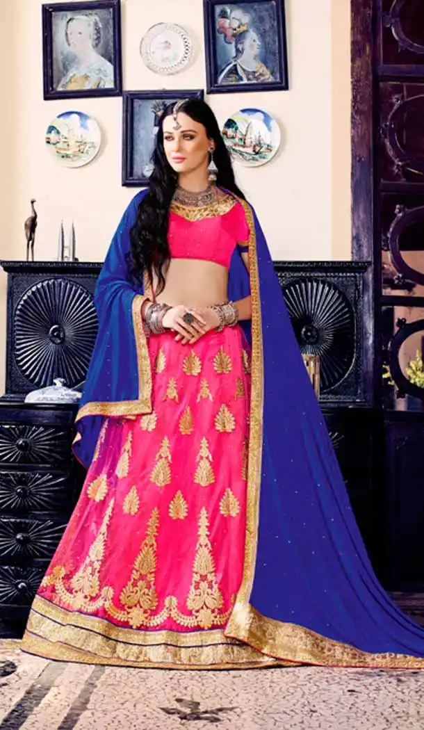 Embroidery Traditional Wear Lehenga Choli in Net and Deep Pink Color | FH531780370