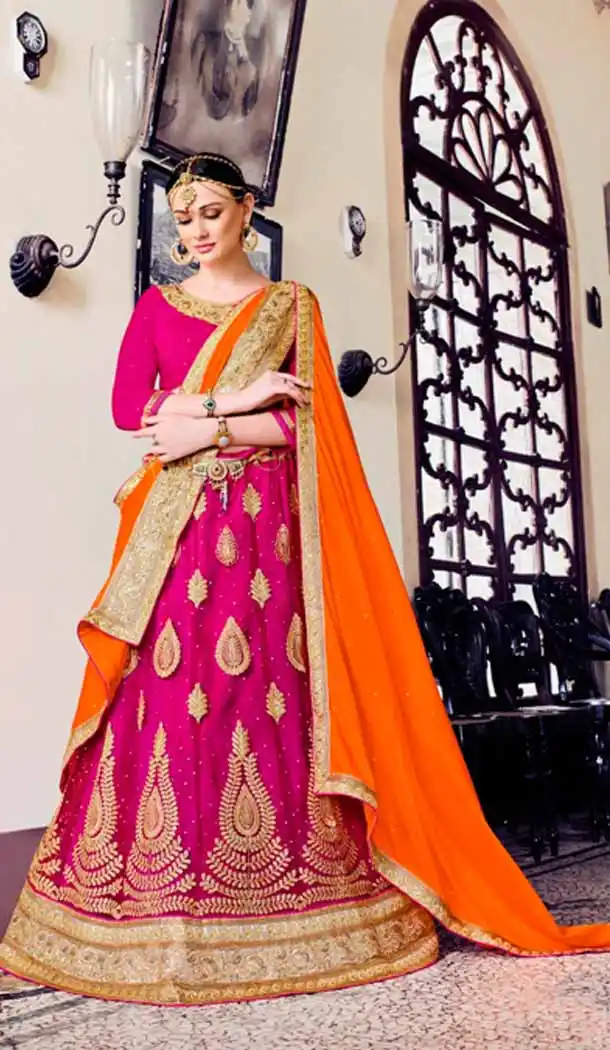 Embroidery Traditional Wear Lehenga Choli in Net and Deep Pink Color | FH531780372