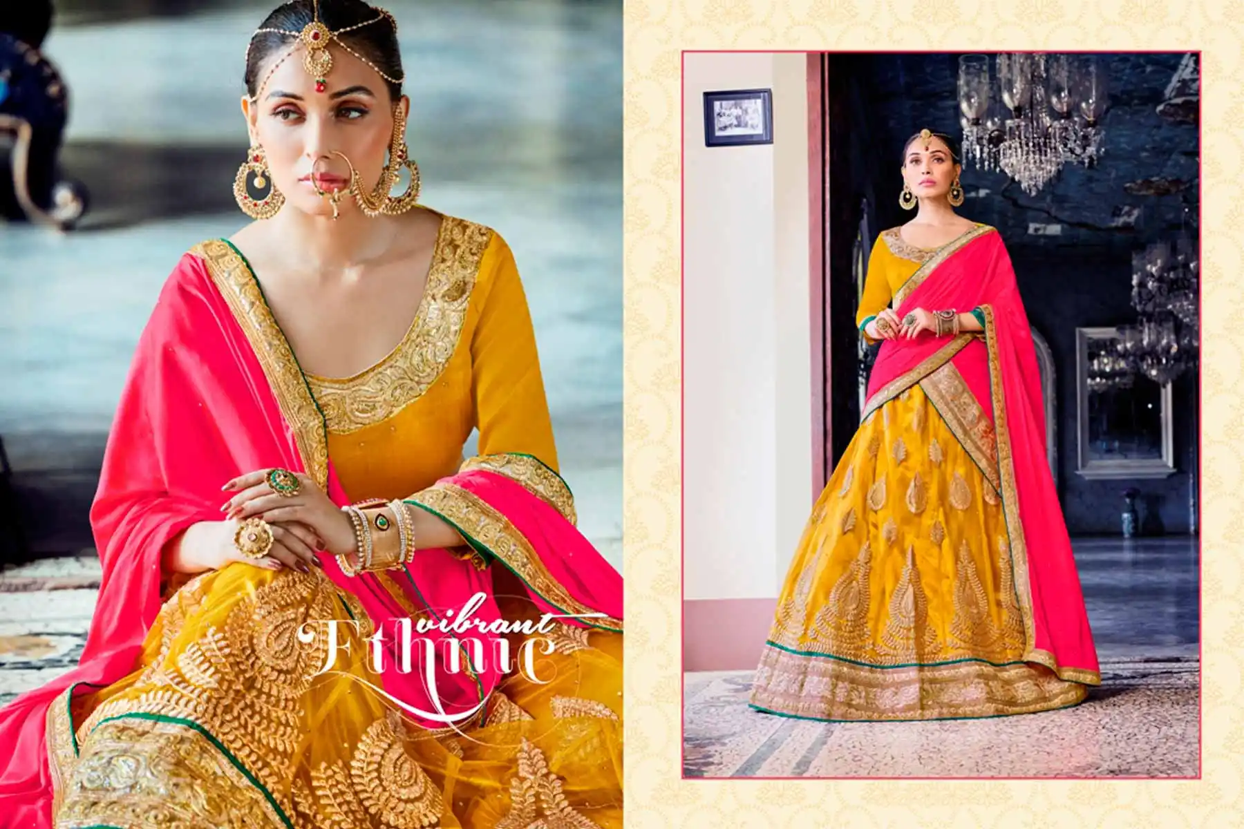 Embroidery Traditional Wear Lehenga Choli in Net and Yellow Color | FH531780373