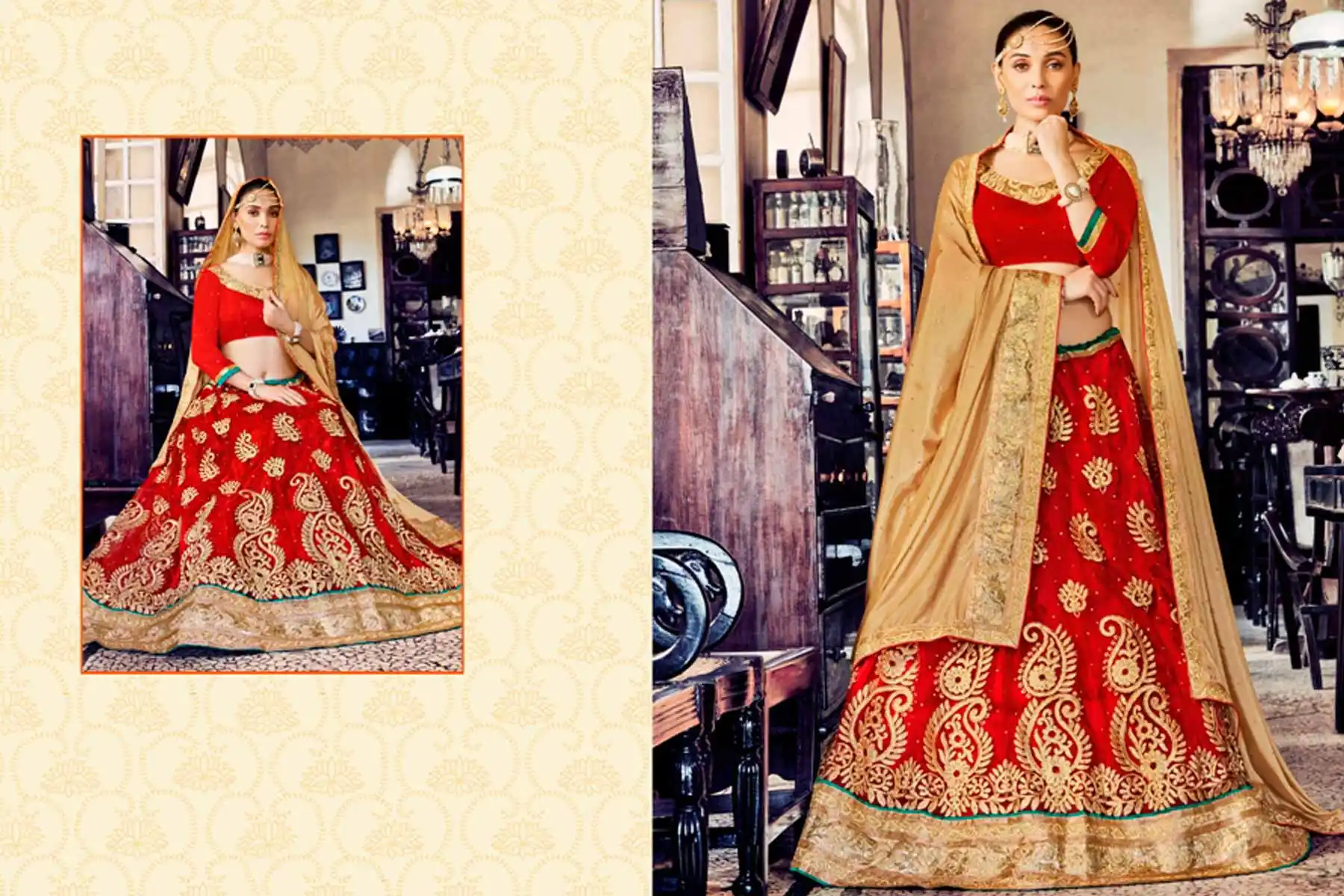 Embroidery Traditional Wear Lehenga Choli in Net and Red Color | FH531780375