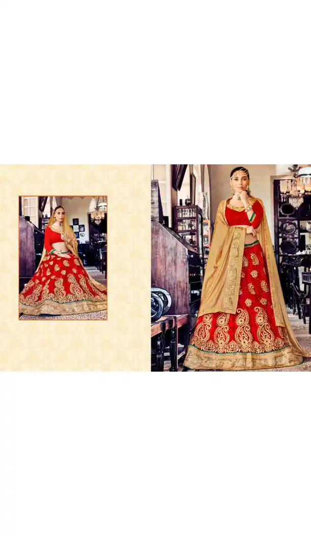 Embroidery Traditional Wear Lehenga Choli in Net and Red Color | FH531780375