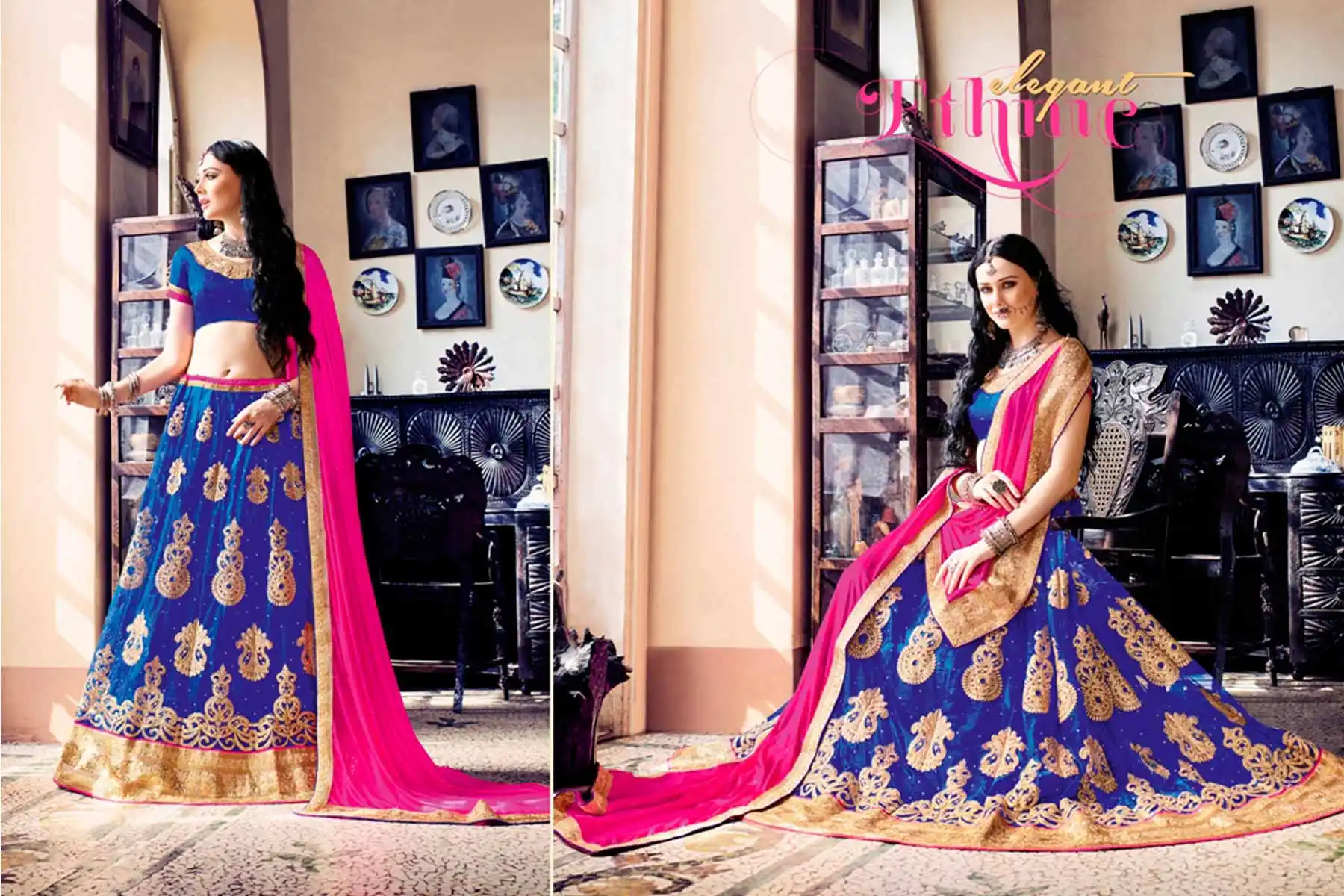 Embroidery Traditional Wear Lehenga Choli in Net and Blue Color | FH531780377