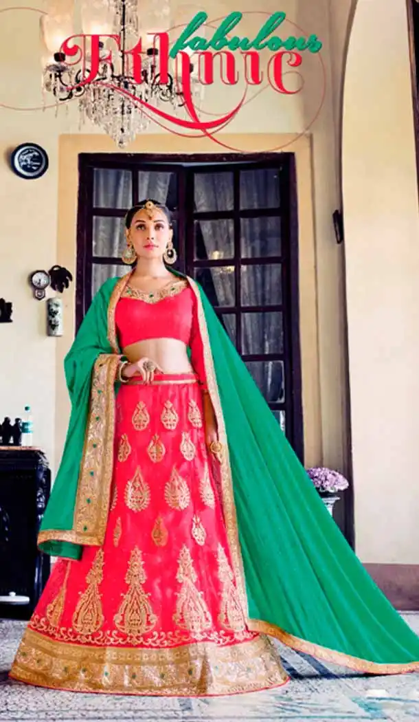 A Line Style Deep Pink Color Net Traditional Wear Lehenga Choli | FH531880378