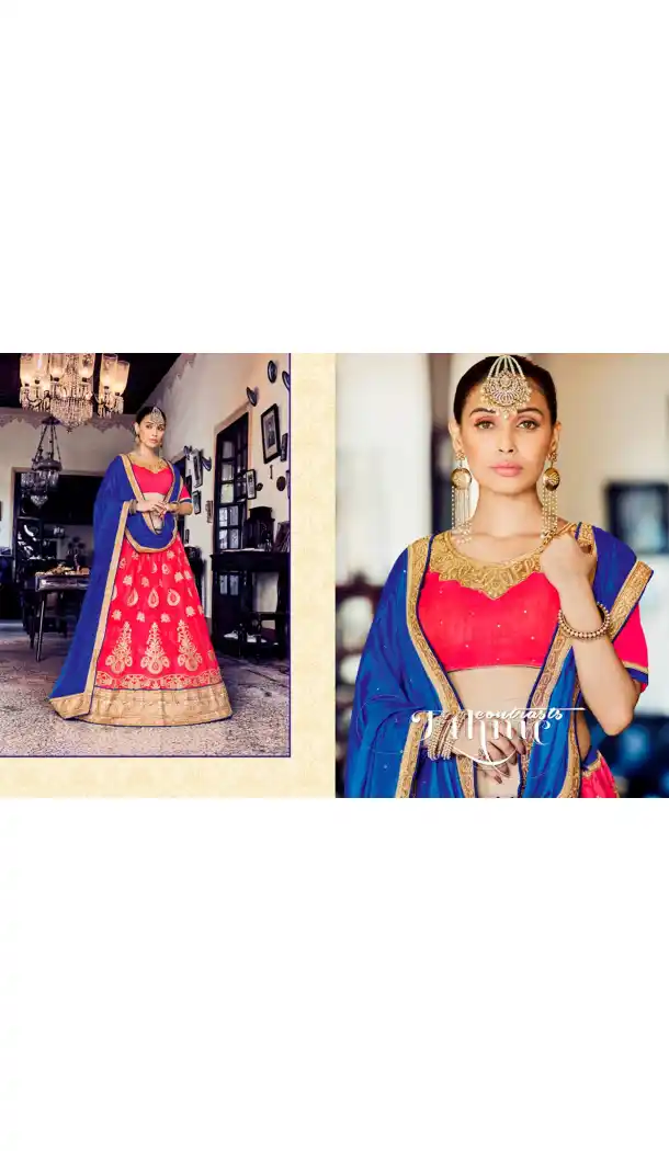 A Line Style Parrot Pink Color Net Traditional Wear Lehenga Choli | FH531880380